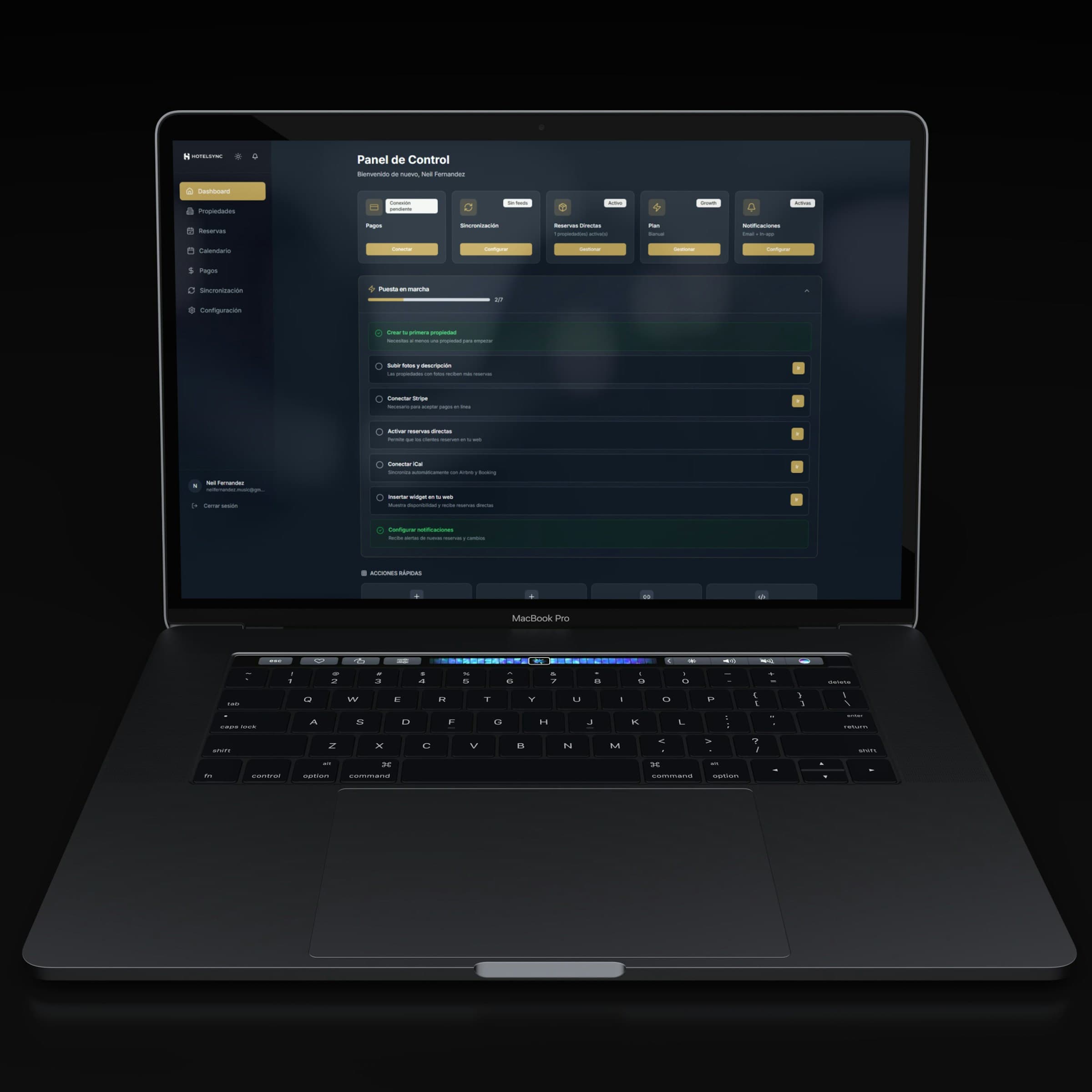 Laptop showing a custom business operations dashboard.
